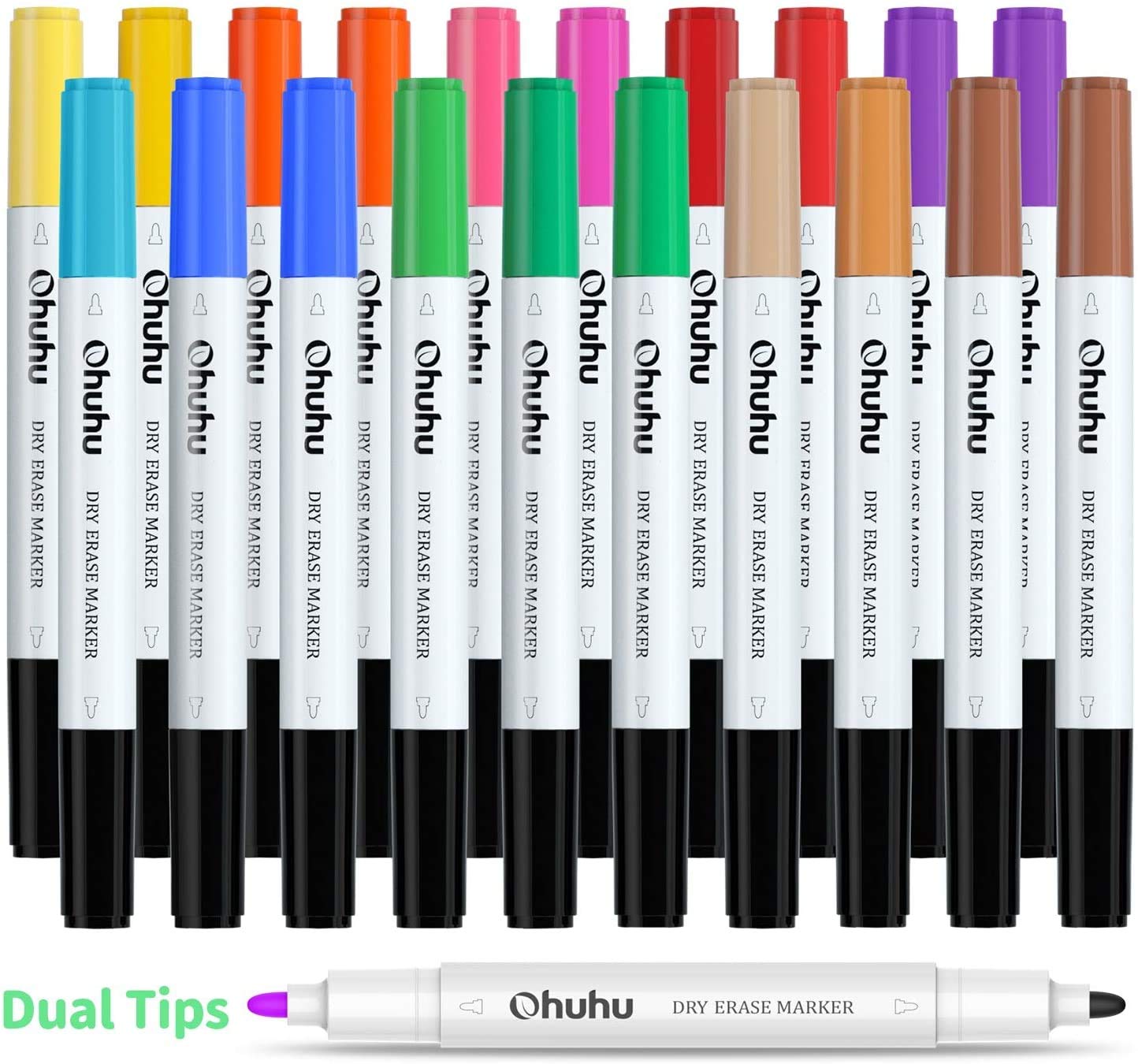 Buy Whiteboard Markers 20 Pack, Ohuhu 15 Colours Dual Tips Dry Erase