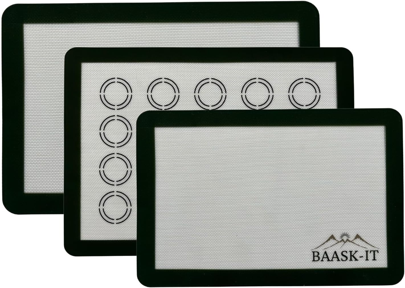 Silicone Baking Mats Set – 3 Pcs, Non-Stick Reusable, Parchment-Free Oven liners (18" x 13" + 15" x 10") - Thumbnail 2