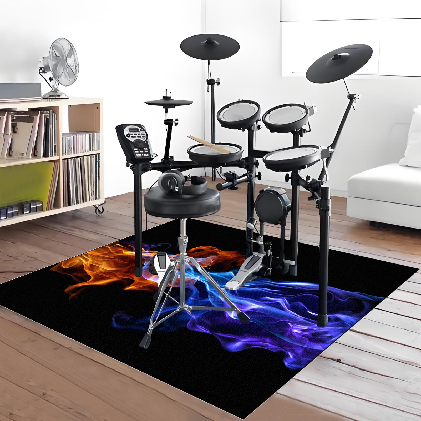Tapis de Protection pour Batterie électronique, 150 x 120 cm Tapis de Tambour Insonorisé, Antidérapant Tapis Batterie, Tapis Professionnel de Jazz Grosse Caisse Claire Tapis Anti Vibration