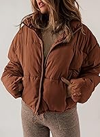 Vista 9 de Dokotoo Chaquetas acolchadas de invierno para mujer, de manga larga, con cremallera completa, con bolsillos