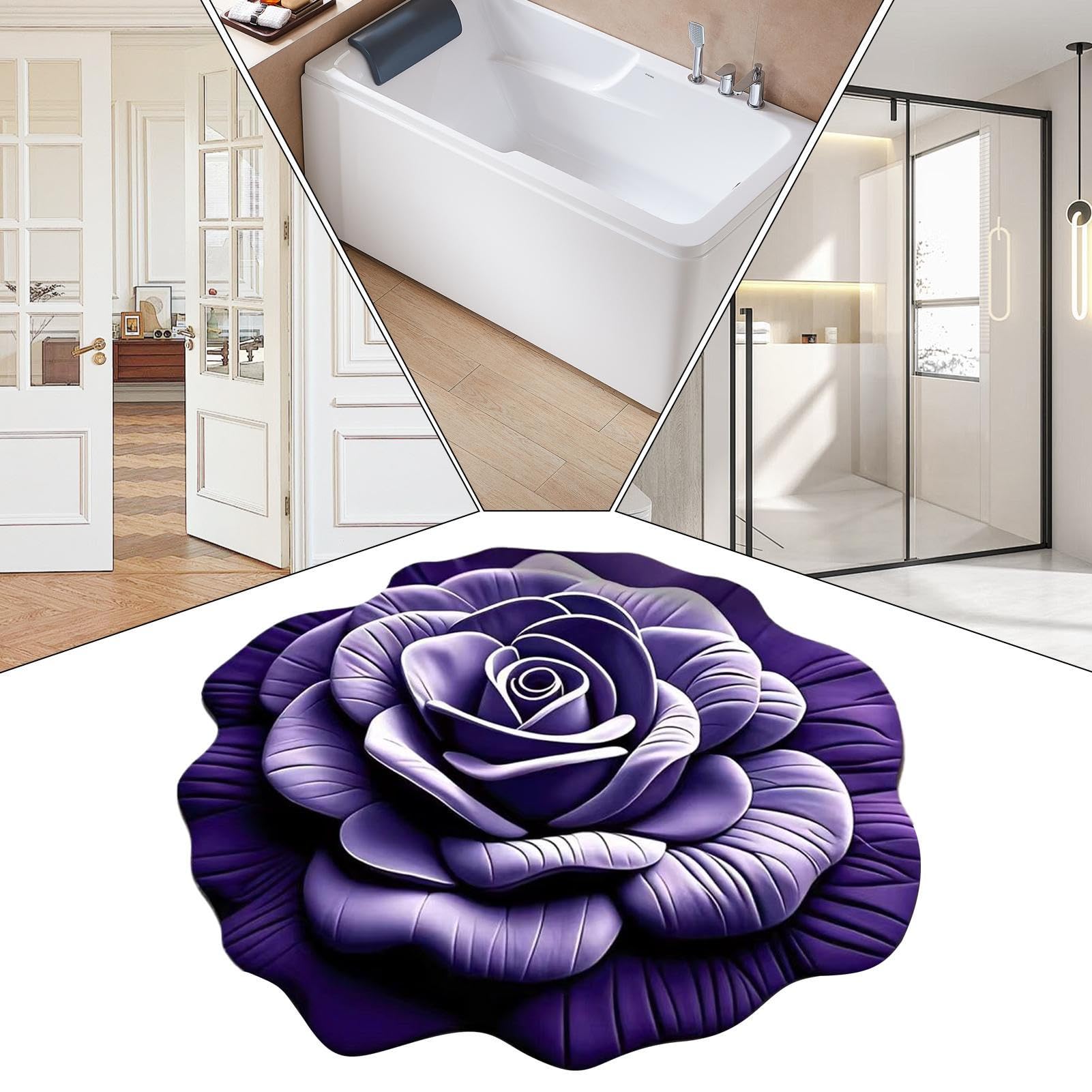 Alfombra De Baño Antideslizante De Felpa Suave Alfombra De Ducha Con Diseño | Reutilizable Absorbente Y Secado Rápido Para Entrada De Casa,