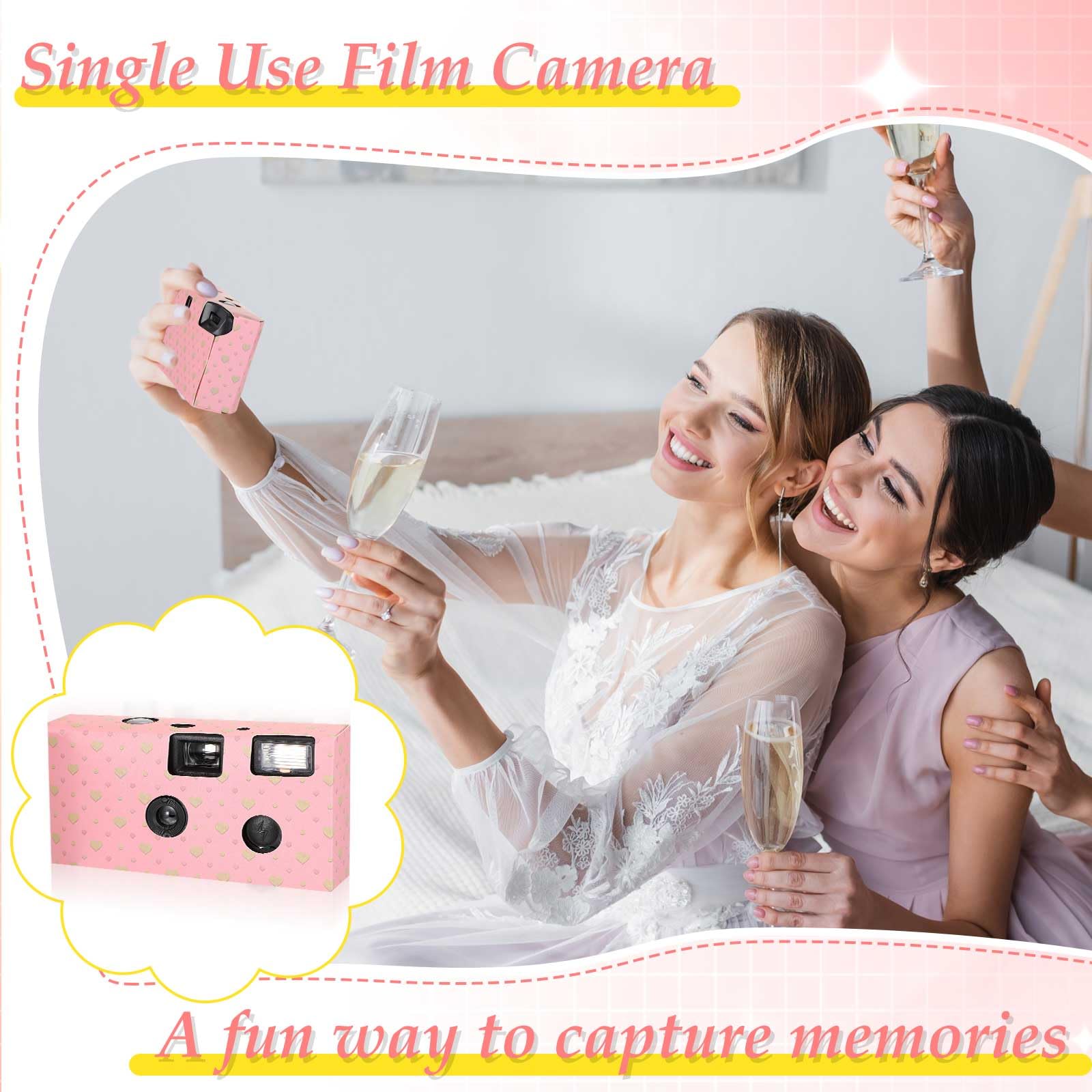 Paquete de 6 cámaras Desechables a Granel para Bodas, cámara de un Solo Uso de 35 mm con Flash Desechables, cámara de una Sola Vez, película en Blanco y Negro para reuniones, Bodas, Aniversarios