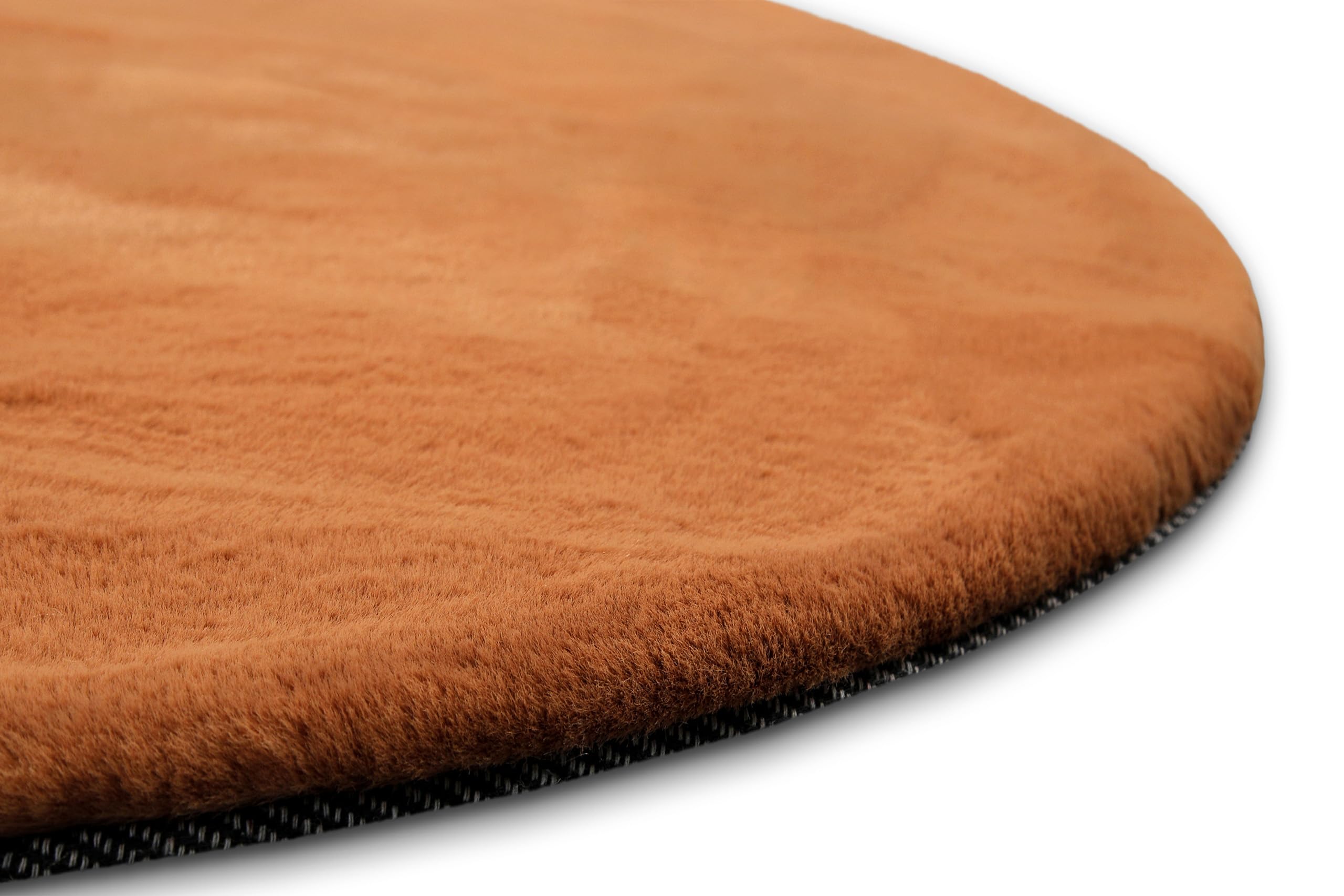 Wecon Home Basics - Tapis à poils longs moelleux – Design élégant et stylisé pour salon, chambre à coucher et plus - Anna (100 cm rond, Terracotta)
