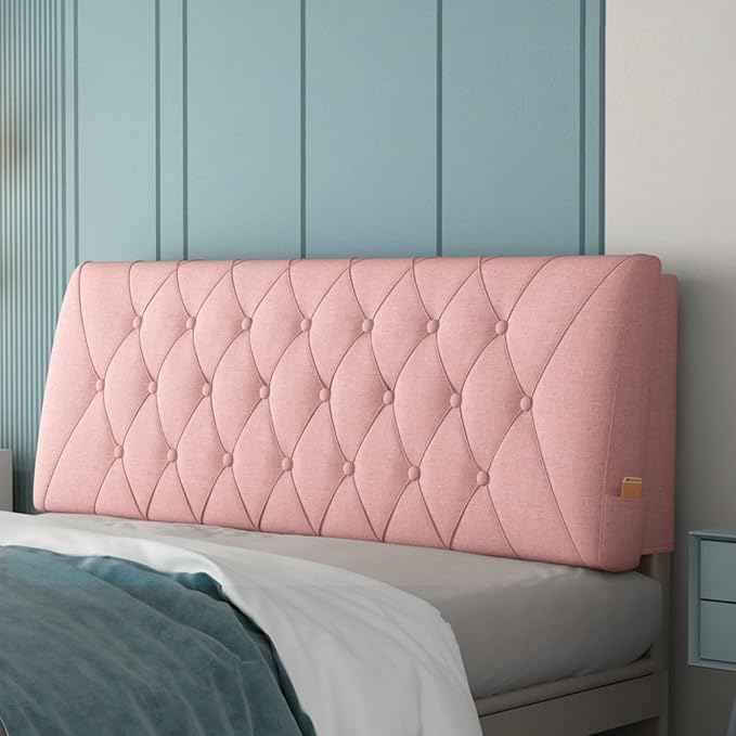 ZZYK Pink, Straps/47 x 23 x 4 inches, Padded Full Headboard, Linen
