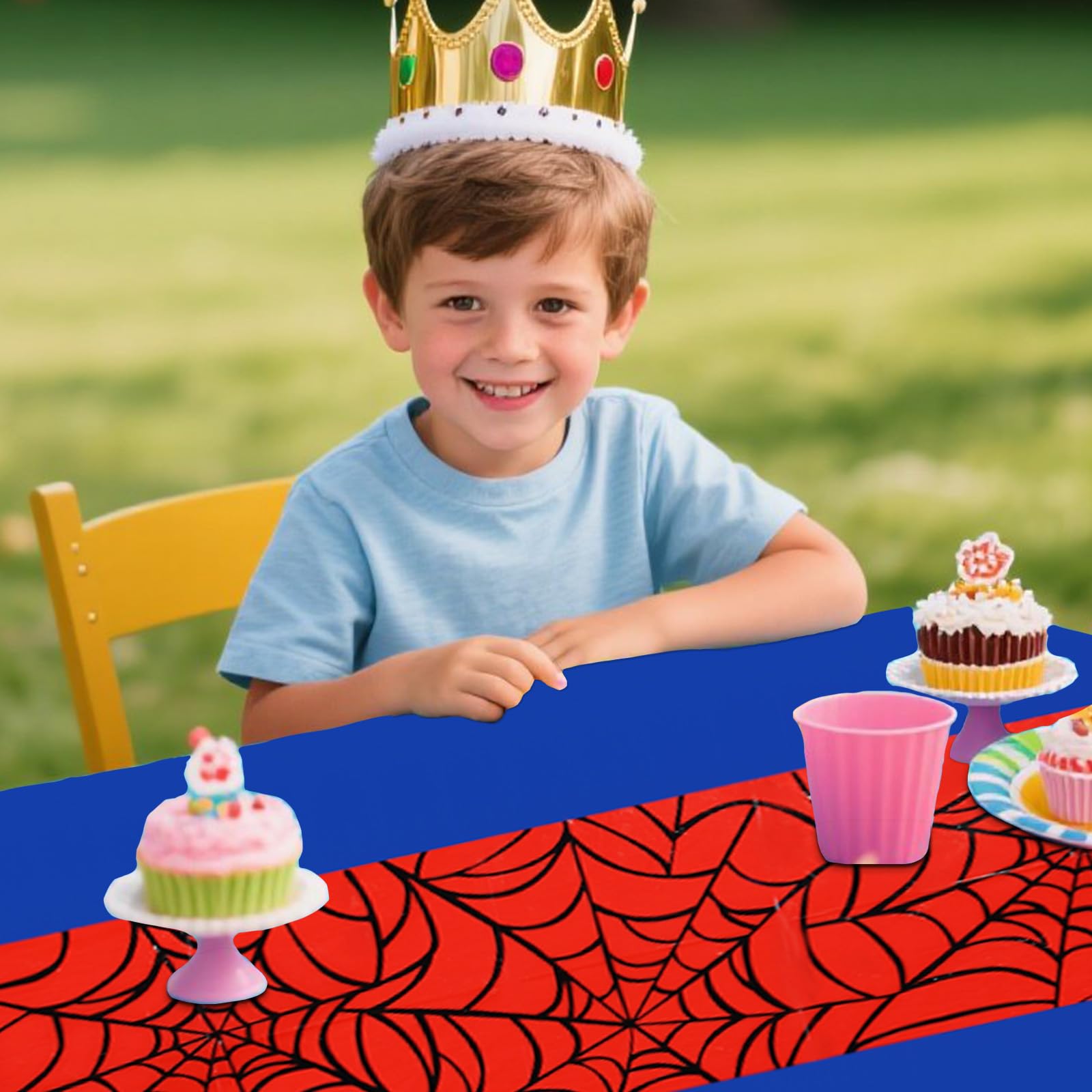 3 Tovaglie Compleanno Ragno 137x274cm - Tema Spider Impermeabili Per Feste Bambini - Foto 1