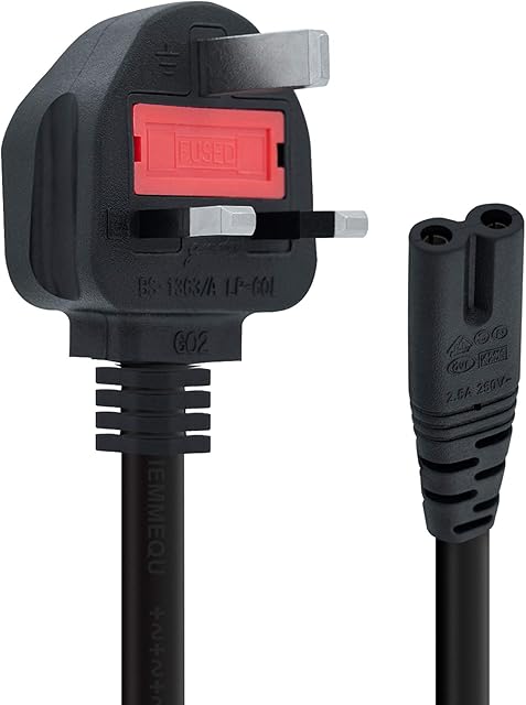 Mcbazel 1.8 meter UK Power Cable (IEC320C13 to BS 1363) Kettle Lead/Power Cord Compatible with PS4/PS3
