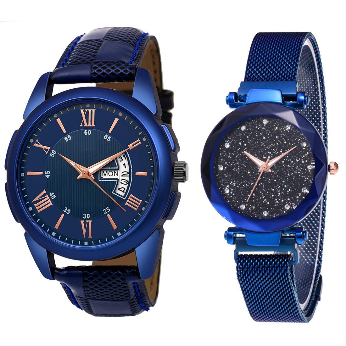 SELLORIA Analogue Men & Womens Watch (Blue Dial Blue Colored Strap) (Pack of 2) (B08J847MGB) Amazon Price History, Amazon Price Tracker