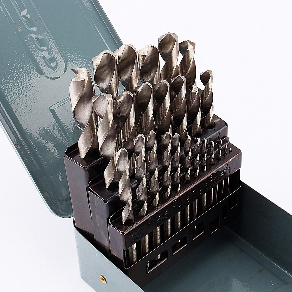 Jeu de Forets à Métaux HSS, 25 Pièces, 1-13mm, pour Béton Maçonnerie Pierre Calcaire, Coffret de Forets Mixtes