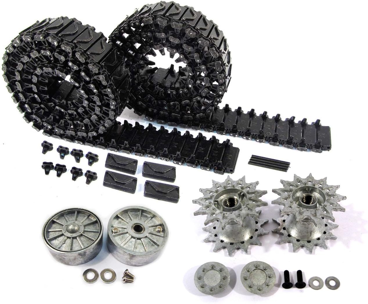 MATO Sherman Tracks 1/16 1:16 T74 Metal Tracks Idler Wheels Driving Wheels with Bearings/Sprockets for Heng Long 3898-1Tank