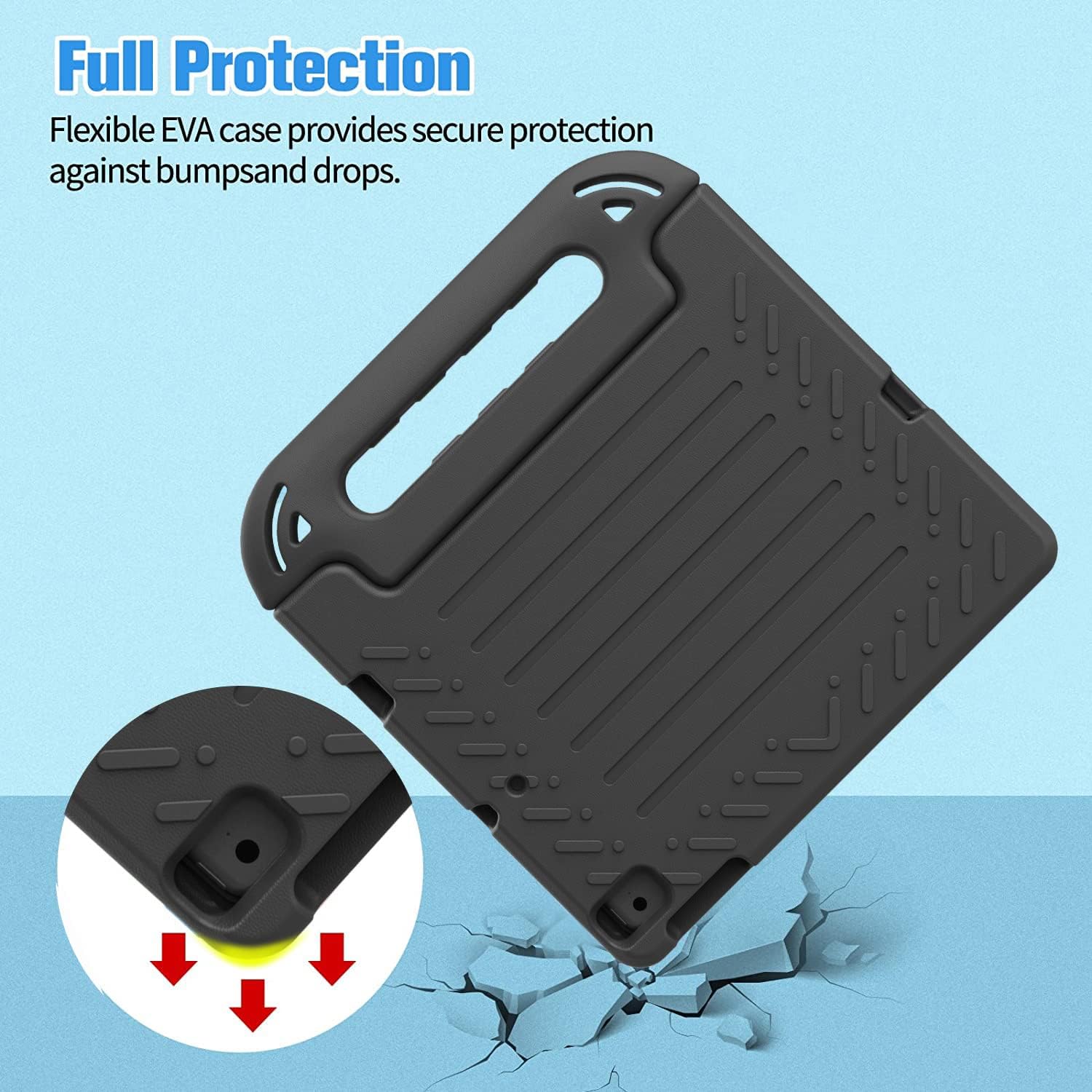 BMOUO Kids Case for iPad 9.7 Inch 2018/2017,iPad Air 2 - with Screen Protector, Shockproof Kids Case Cover Handle Stand Case for iPad 9.7 Inch 2017/2018 (iPad 5th and 6th Generation),iPad Air 2, Black