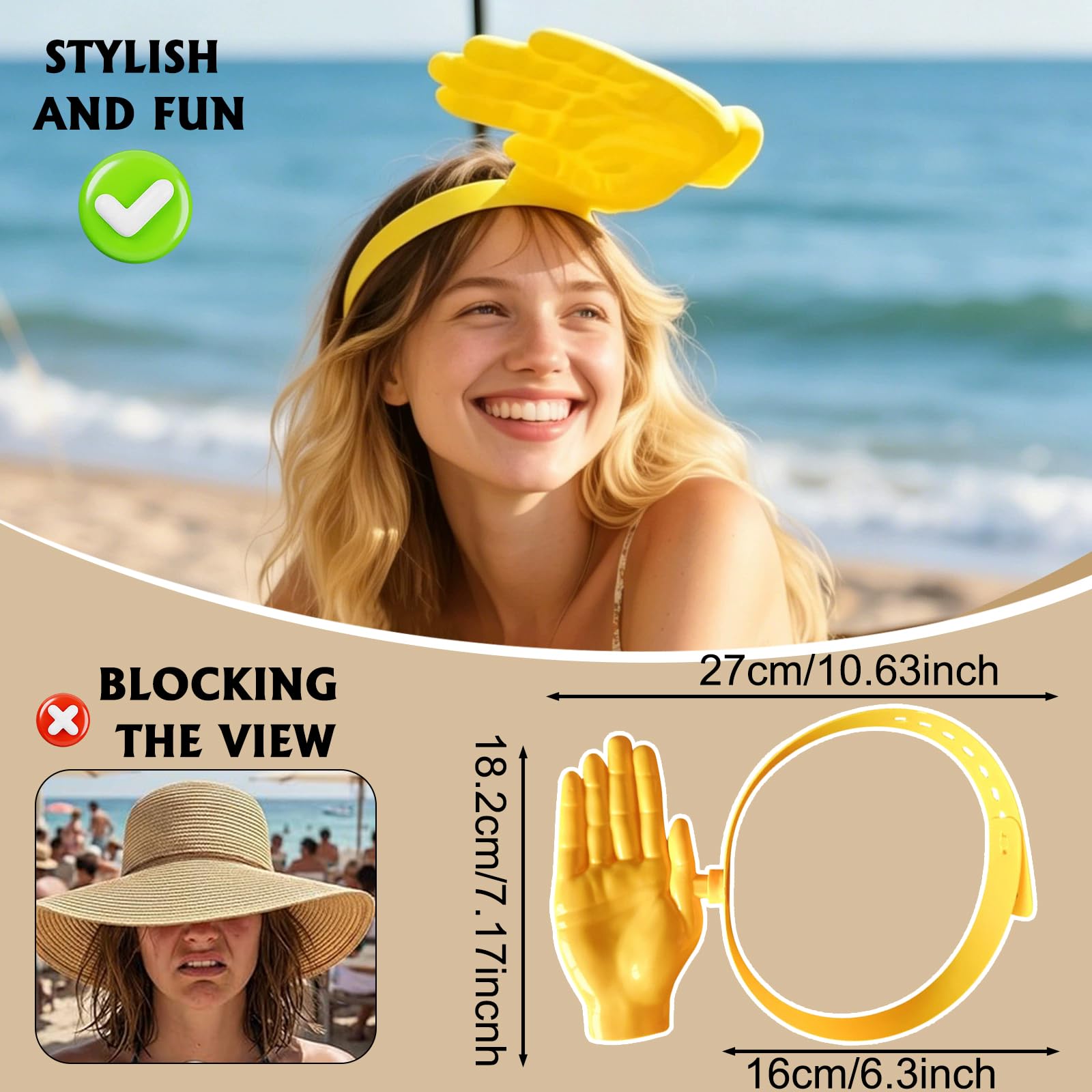 Visiera Parasole A Forma di Mano con Cinturino Regolabile, Cappello da Sole Grande Quanto Un Palmo, Cappello Sole Divertente per Photo Booth Travestimenti Accessori attività all'Aria Aperta