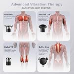 HYAKO SE Mini Massaire de thérapie aux vibrations – Massager de vibrations tissulaires profondes avec 5 Pièces jointes pour épaules & Jambes, soulagement rapide des douleurs pour les jeunes athlètes, piste & Champ, post-entraînement (noir)