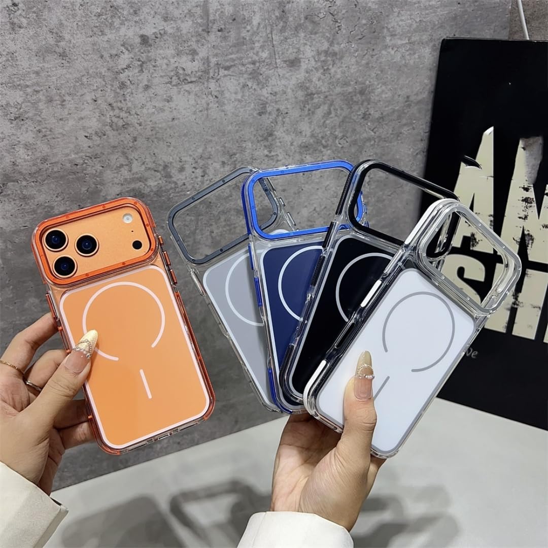 Luksusowe, dwukolorowe, przezroczyste etui z mocnym magnesem do iPhone'a 17 Pro Max Air 16 Plus 15 14 13 12 11, tylna obudowa (do iPhone'a 13/biała)