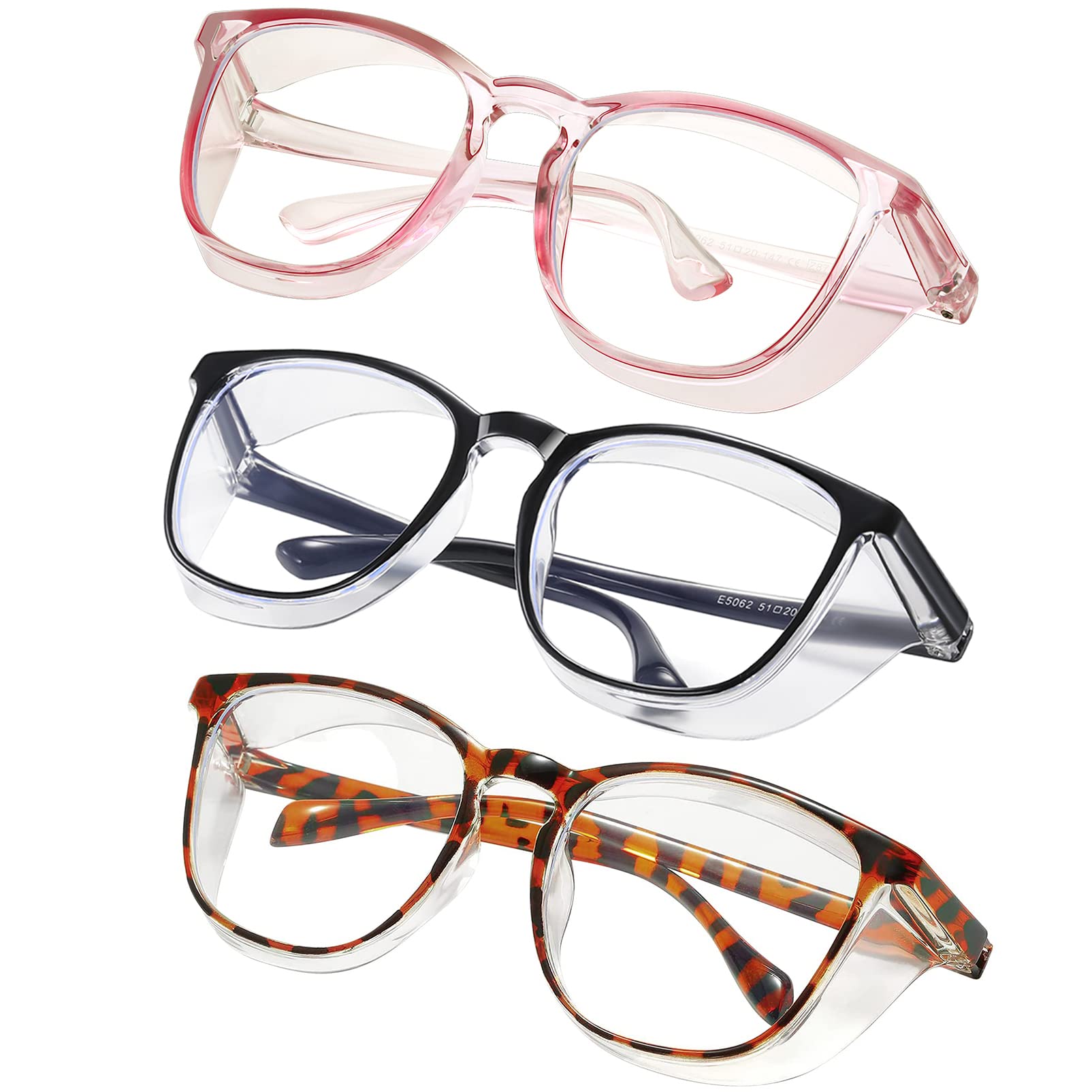 konqkin Safety glasses Goggles Nurses Protective Eyewear - Anti Fog Square Frame Stylish Clear Glasses for Women Men