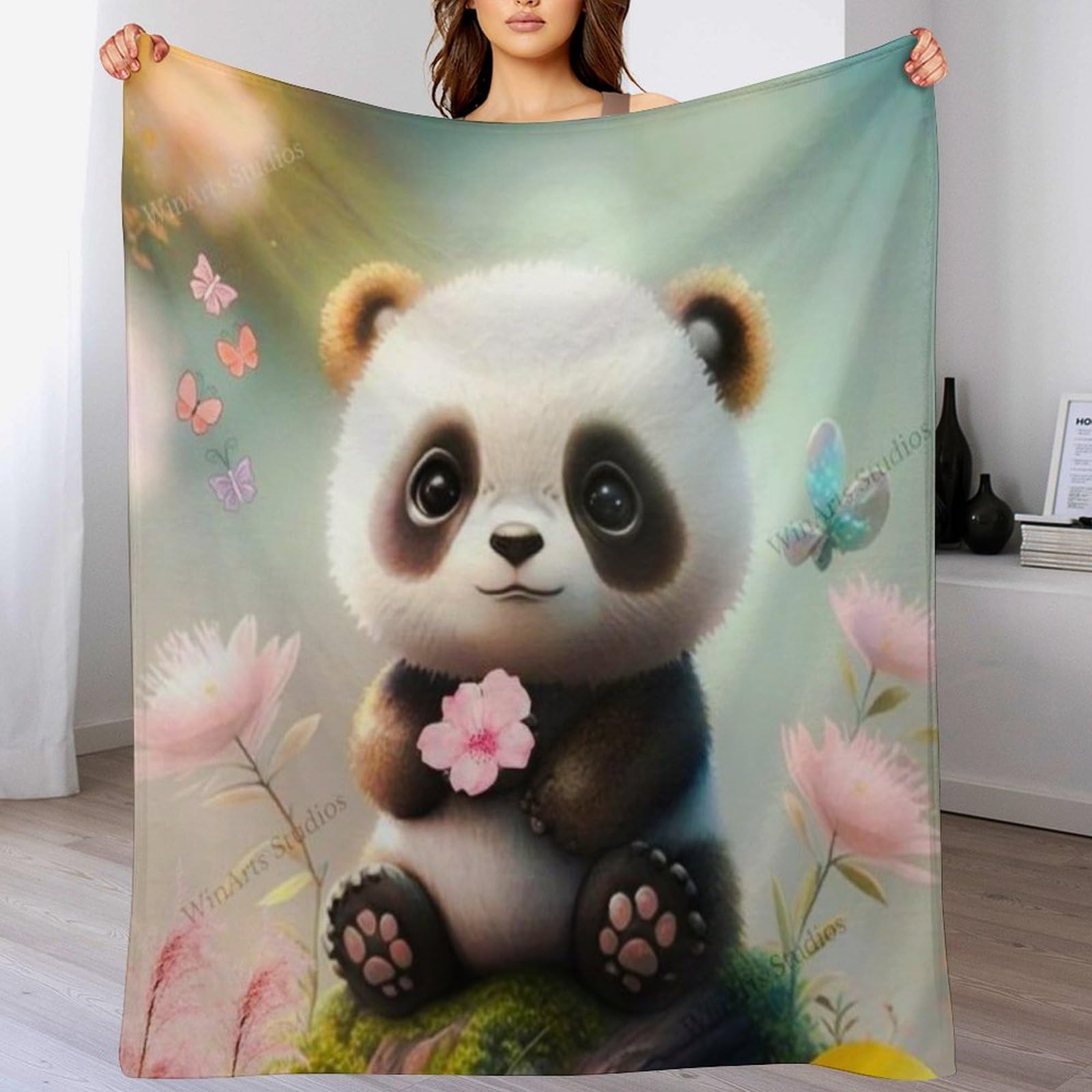 Couverture polaire panda à offrir en cadeau de lit chaleureux pour les proches