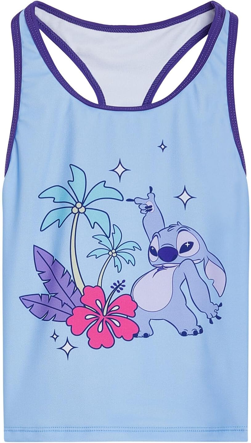 Disney Lilo & Stitch Girls Racerback UPF 50+ Tankini Top and Swim Shorts Outfit Set Little Kid to Big Kid Sizes (6-14-16)