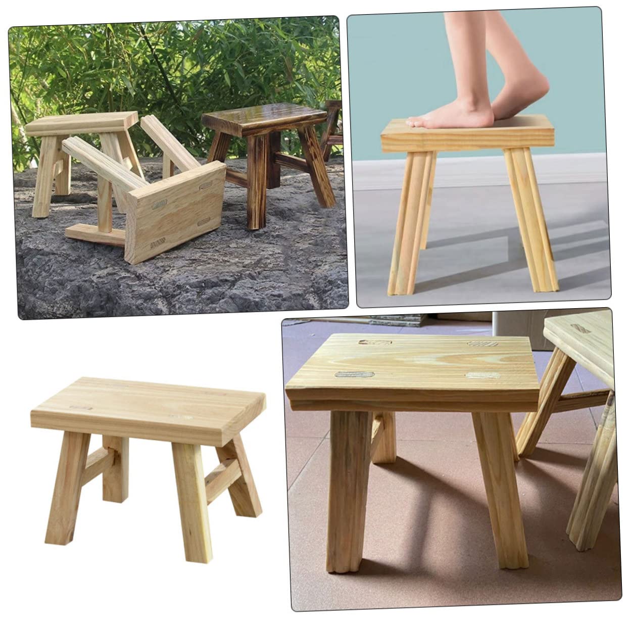 Holztrittschemel für Kinder mit Glatten Kanten und Portabel für Klassisches Zimmer oder Schlafzimmer Stabiler und Langlebiger Kleiner Holzhocker