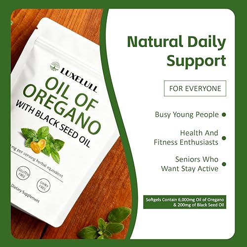 Miniatura 2 de LUXELULL - Cápsulas de suplemento de aceite de orégano 2 en 1, cápsulas de suplemento de aceite de orégano, sin OMG, aceite de orégano y aceite de
