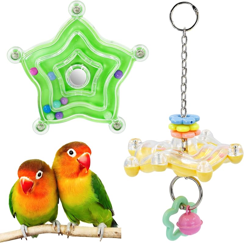 Brinquedo Giratório para Aves com Sino e Roda Spinner Jevnd, Pacote com 2