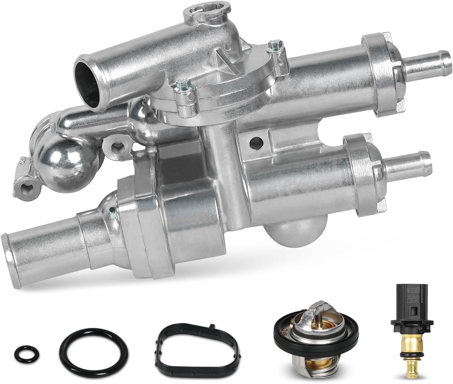 Upgraded Aluminium Engine Coolant Thermostat Housing Compatible with Chrysler 200 Sebring Dodge Avenger Caliber Journey Jeep Compass Patriot 2.4L 2007-2020, Replacement for 68003582AB 902-319