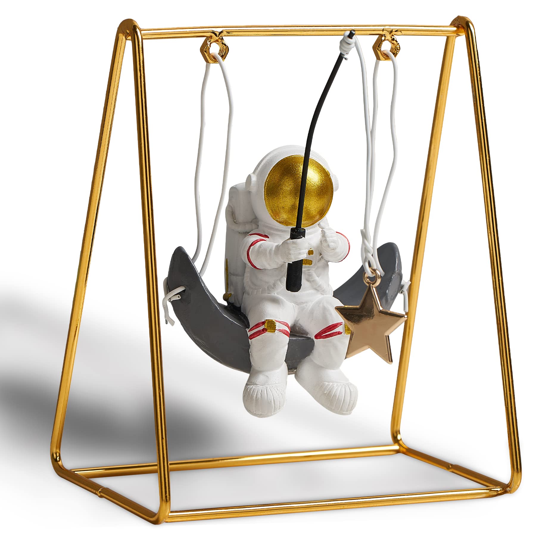 Astronaut Figurine Statue, Astronaut Fishing Star Sculpture for Living Room Desktop & Tabletop Decor, Resin Spaceman Planet Table Ornament for Bedroom TV Stand Boookshelf