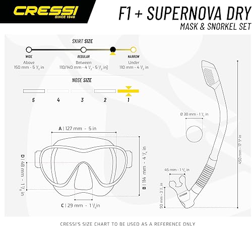 Miniatura 5 de Cressi Kit de buceo - Máscara de buceo con máscara de buceo seco - F1 mini y Supernova Dry