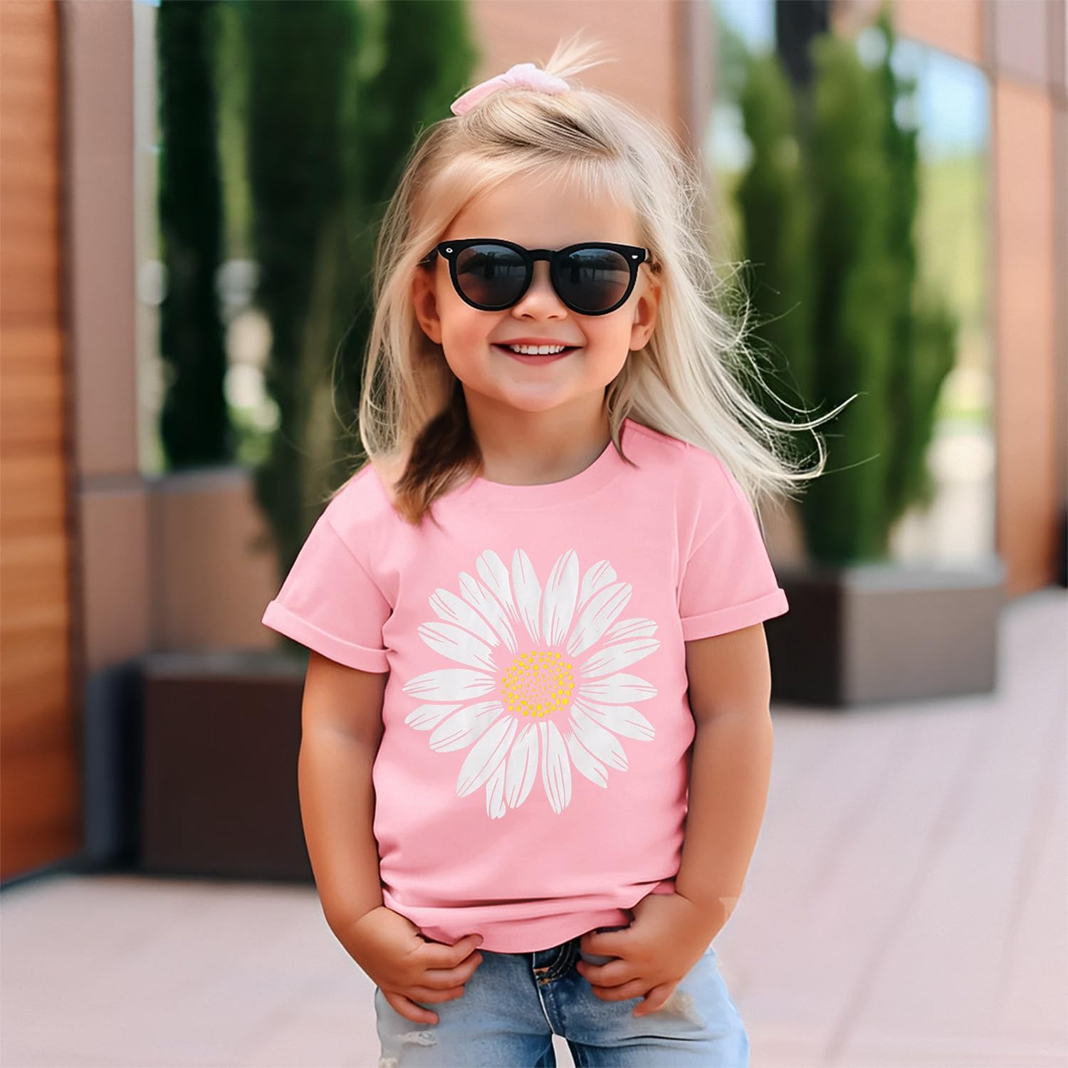 Ritatte Toddler Girl Flower Shirt Cute Daisy Flower Graphic T-Shirt Kids Boho Wildflower Short Sleeve Tees Summer Casual Tops - Image 2