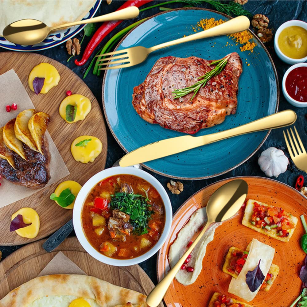 Besteck Set, Steak Besteck Set Lebensmittelechtes Edelstahl-Besteck Set 8 Personen, 32-teiliges Geschirr, Essgeschirr für Zuhause und Restaurant, Hochzeit, Halloween, Weihnachten