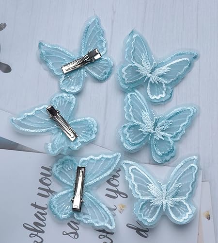 Miniatura 4 de Sowaka 6 pinzas para el cabello de mariposa de encaje con bordado suave, lazos decorativos para el cabello para mujeres y niñas, accesorios para el