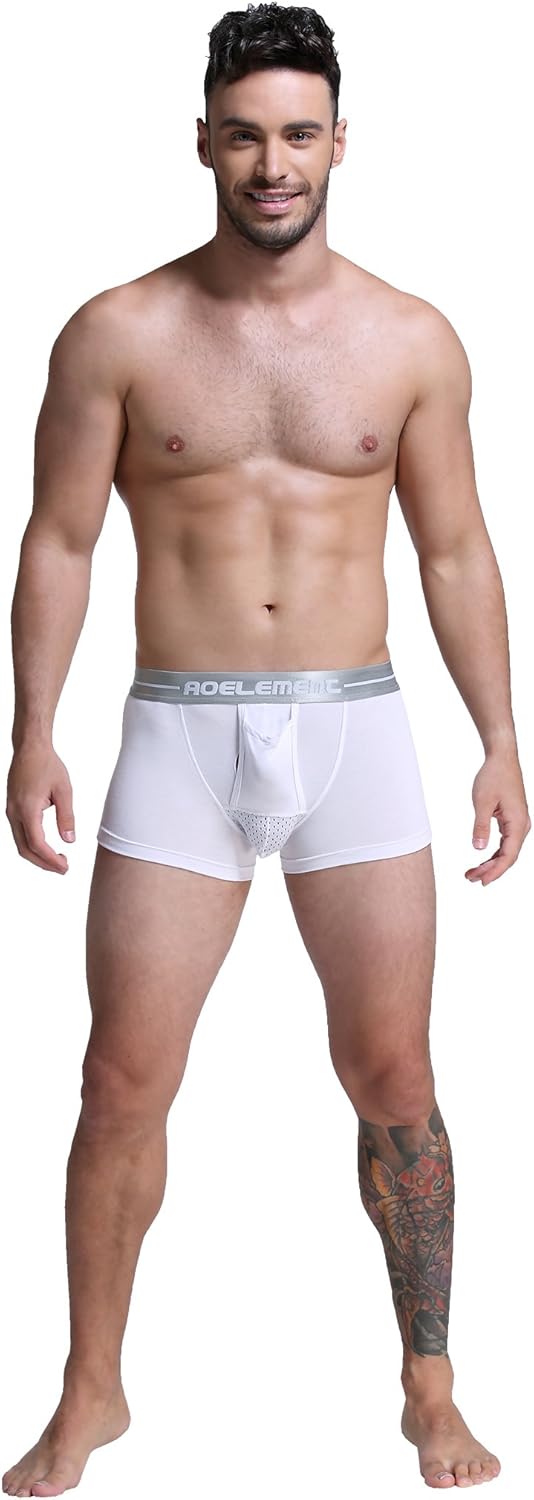 Ouruikia Men's Boxer Briefs Separate Pouch Modal Breathable Boxer Briefs Underwear with Functional Dual Fly - Image 2