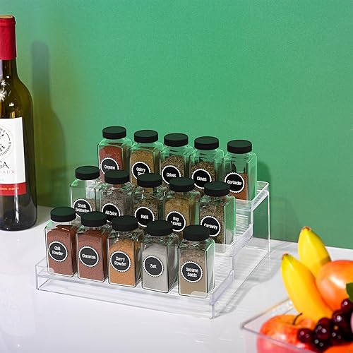 Miniatura 4 de Cq acrylic Organizador de especias transparente para despensa, organizador de 3 niveles de conservas y condimentos, estante organizador para