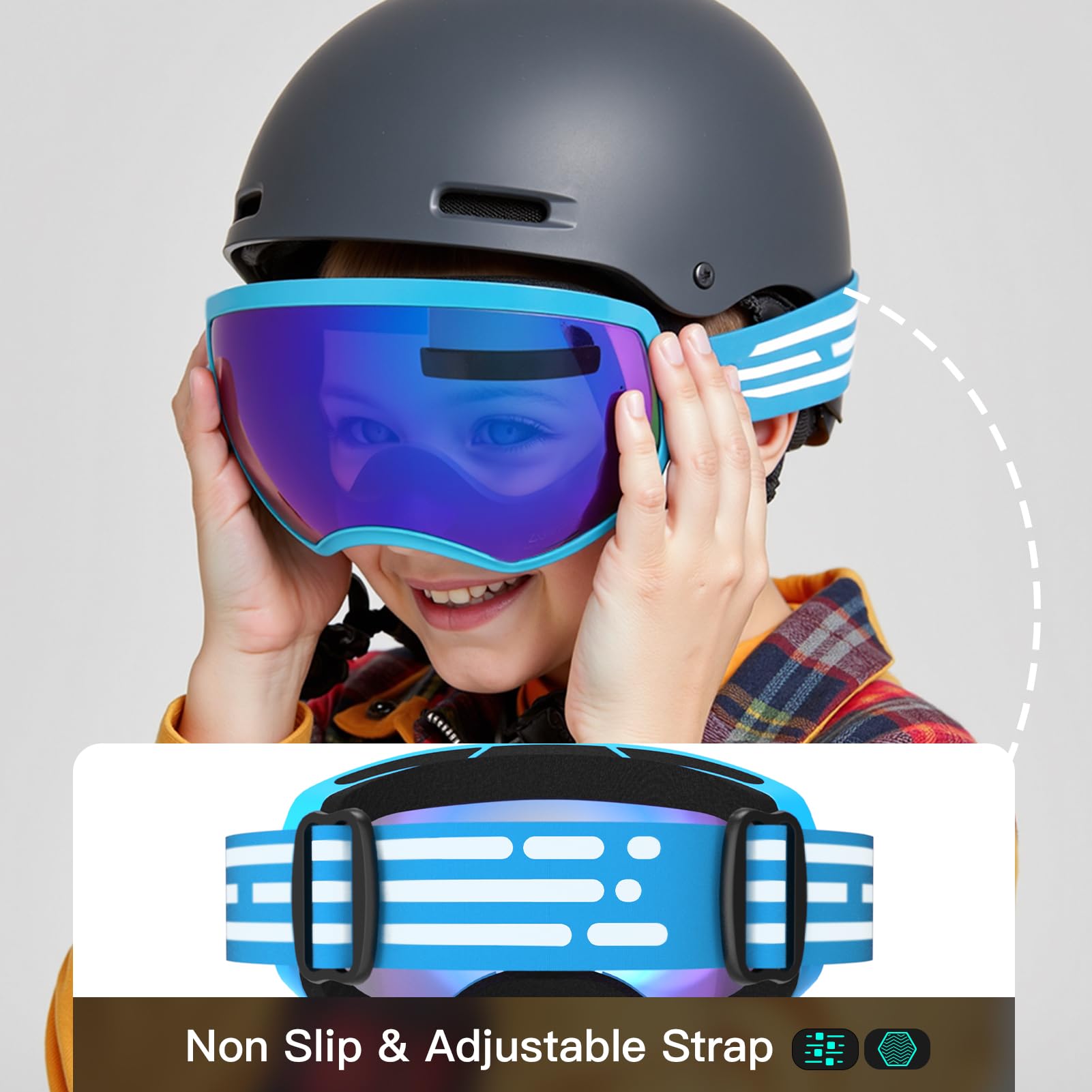 Lunettes de ski pour enfants, adolescents, garçons et filles de 5 à 14 ans