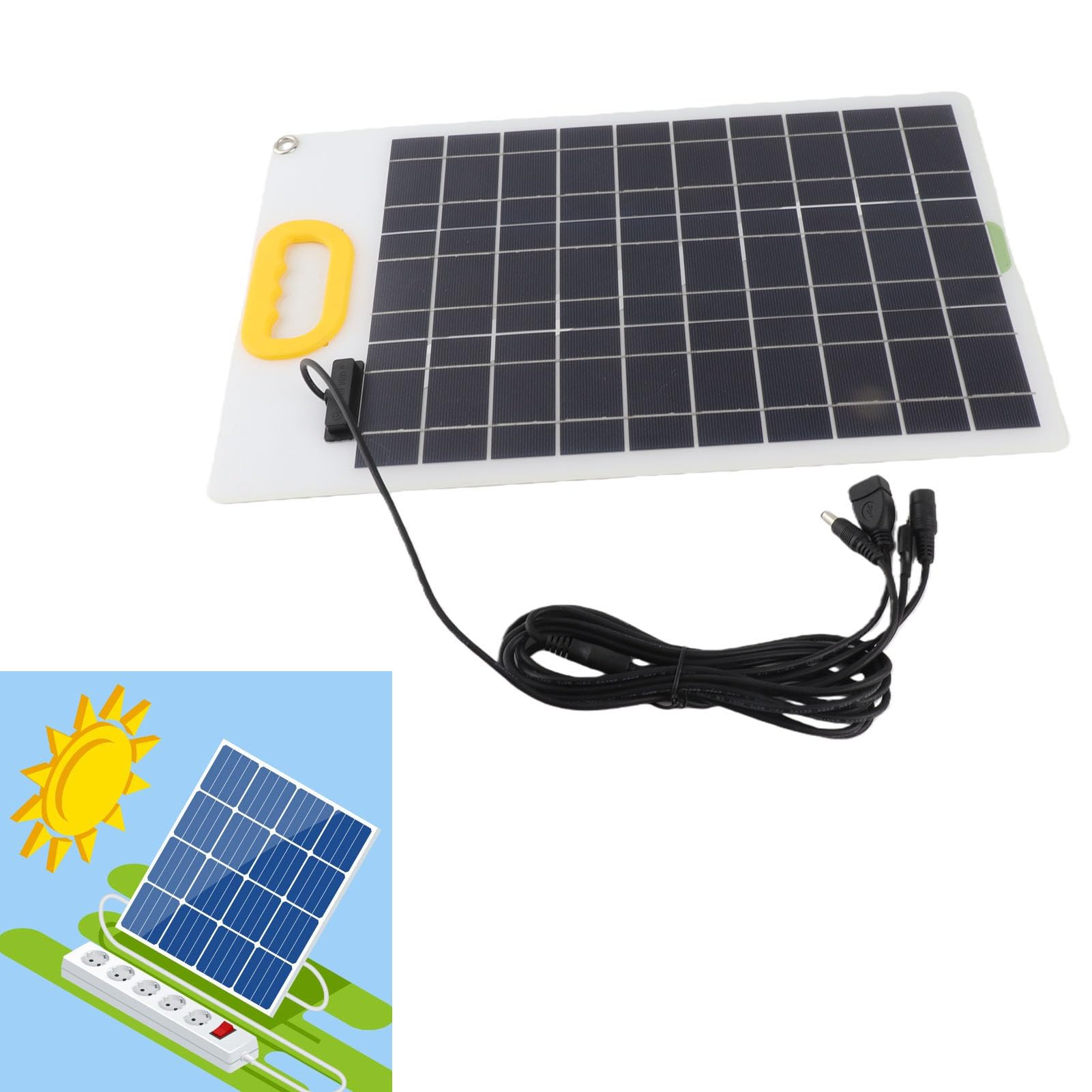 Omabeta Wydajny Przenośny Panel Słoneczny o Mocy 100 W Szybkie ładowanie na Zewnątrz Kemping Piesze Wycieczki DC 12 V 24 V 5 A do Telefonów Komórkowych Tablety Komputery Lekki i Przenośny ABS 16,5 X