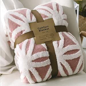 UKELER Luxury Soft Sherpa Throw Blanket, 60'' x 50'', Pink