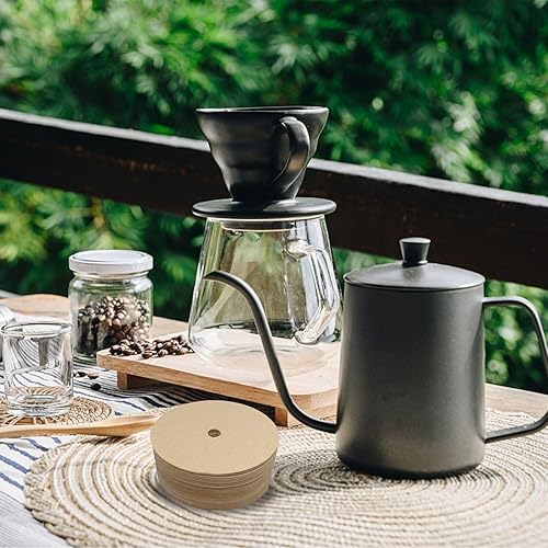 Miniatura 3 de 200 piezas de papel de filtro de café desechable, filtro circular de 3.75 pulgadas para máquina de café marrón para campamento, hogar, oficina,