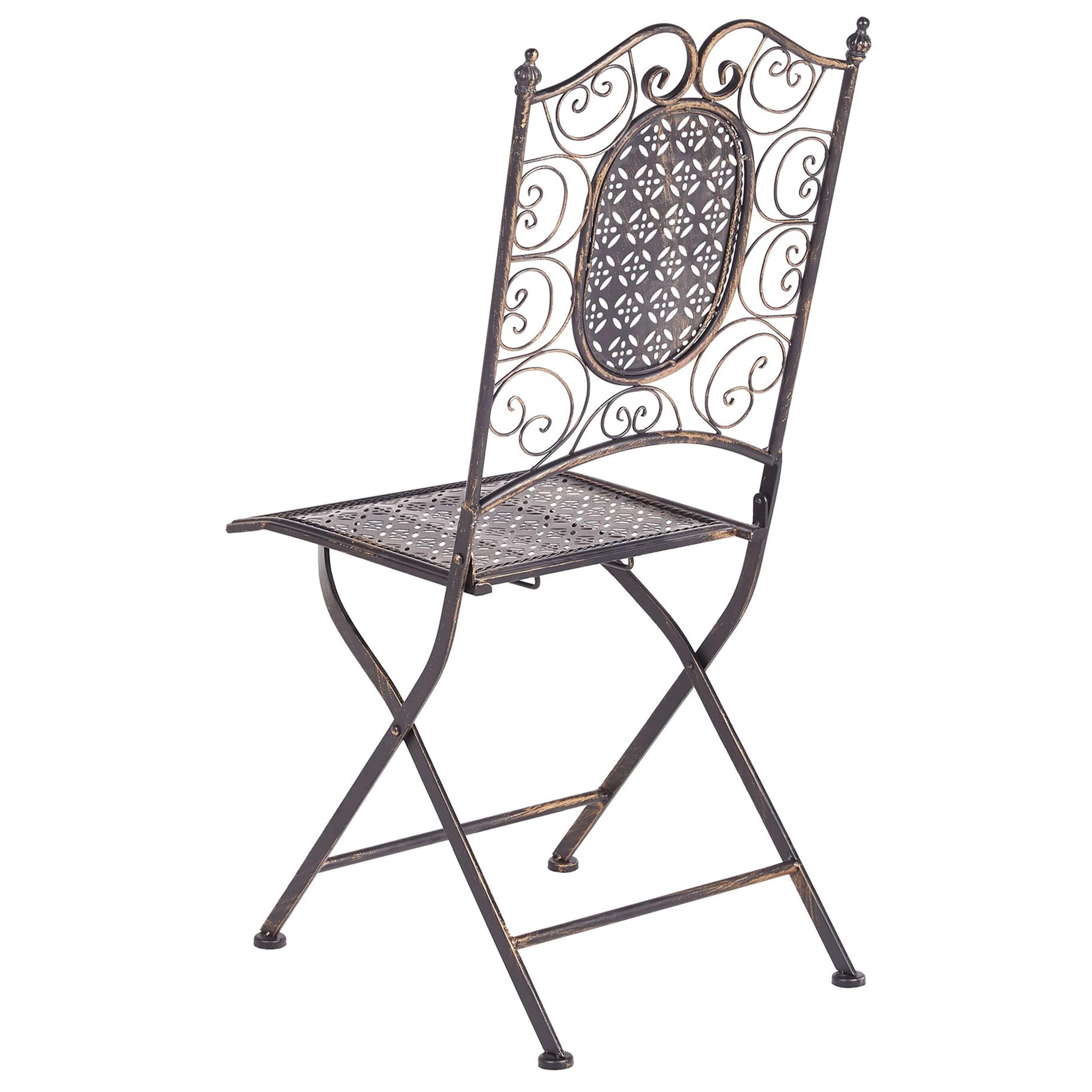 Beliani Gartenstuhl 2er Set Metall schwarz Antik-Optik klappbar romantischer Stil Borimo