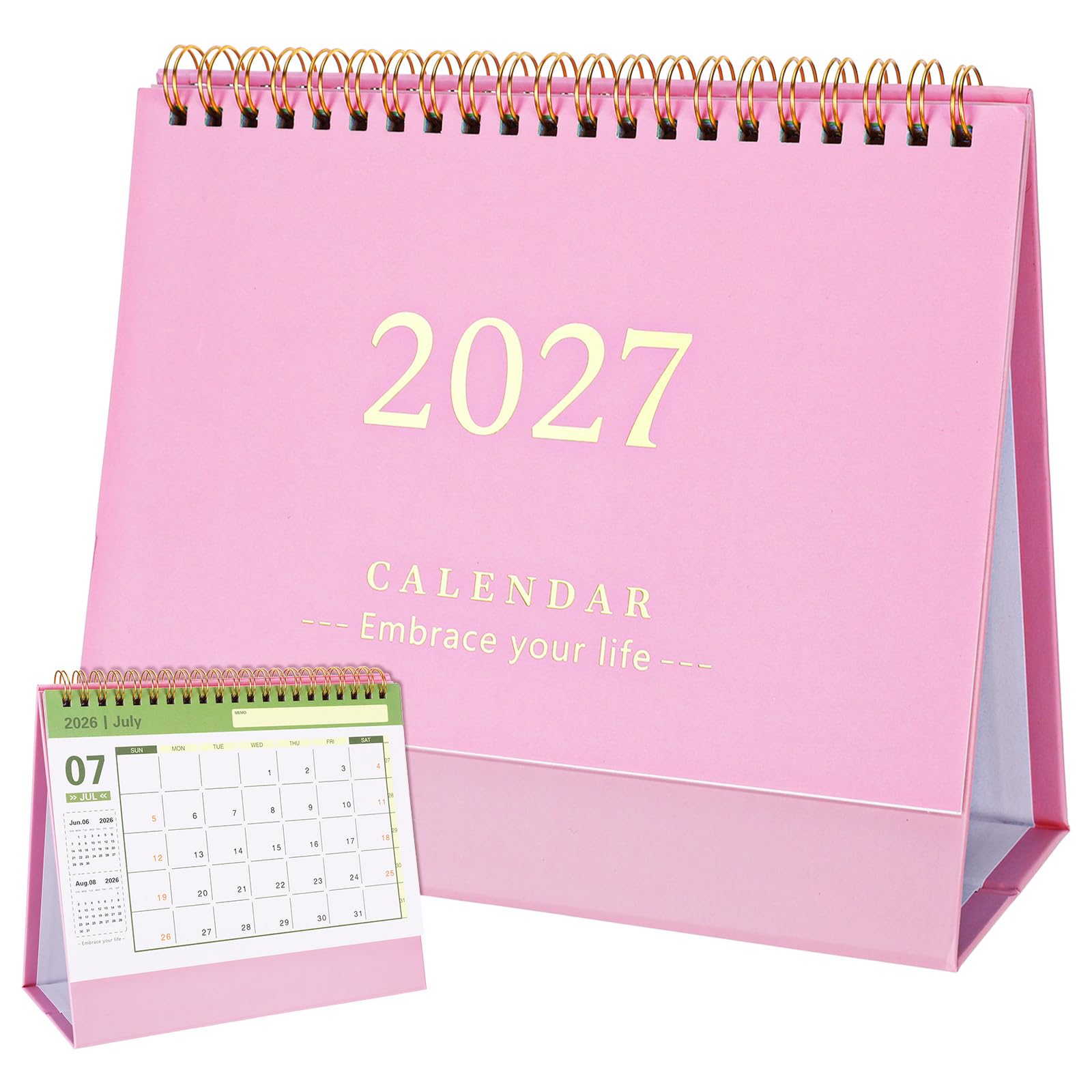 Desk Calendar 2026-2027 UK Pink, Small Desktop Calendar(Jul.2026-Dec.2027)