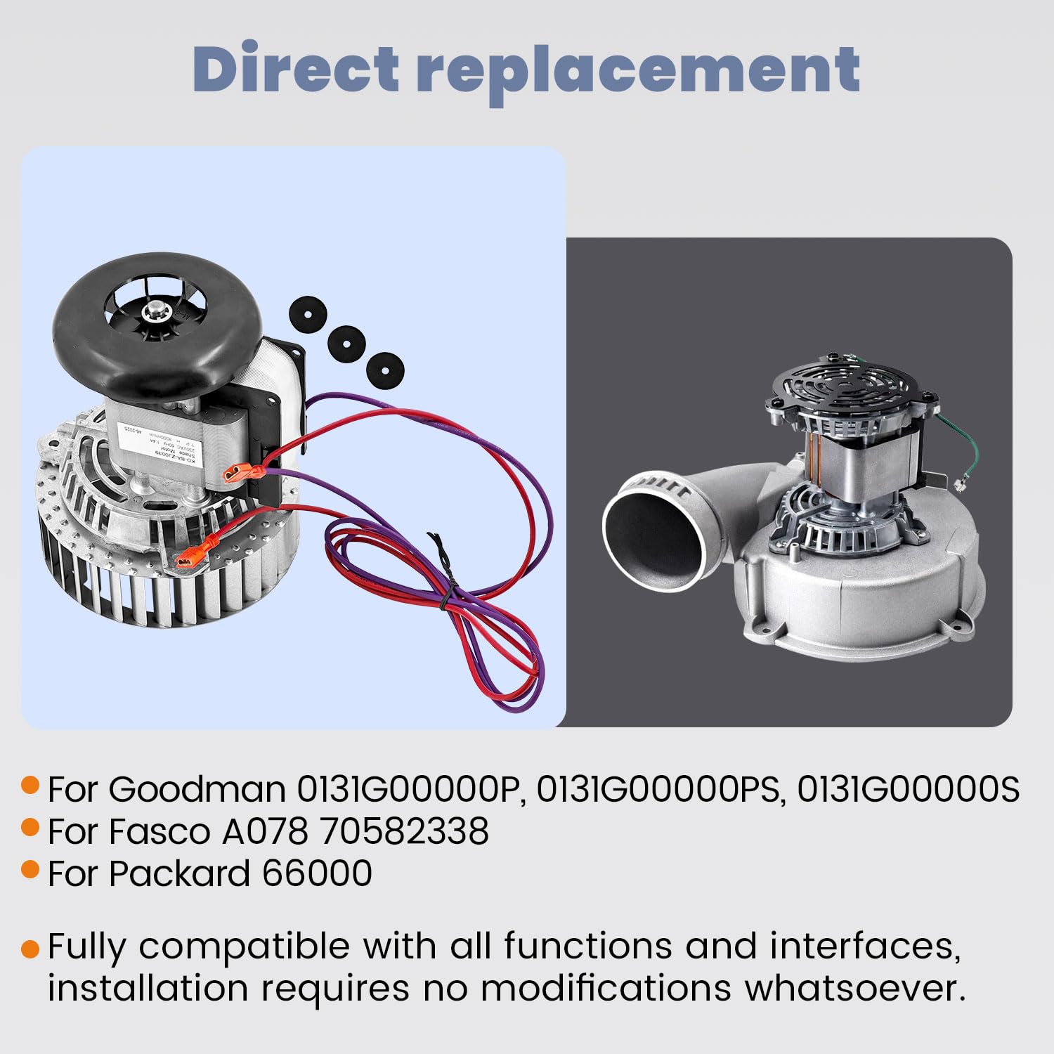 0131G00000P 0131G00000PS Draft Inducer Blower Motor Compatible with Goodman 0131G00000S for j238-150 Draft Inducer Motor for fasco lr20432 for Packard 66000