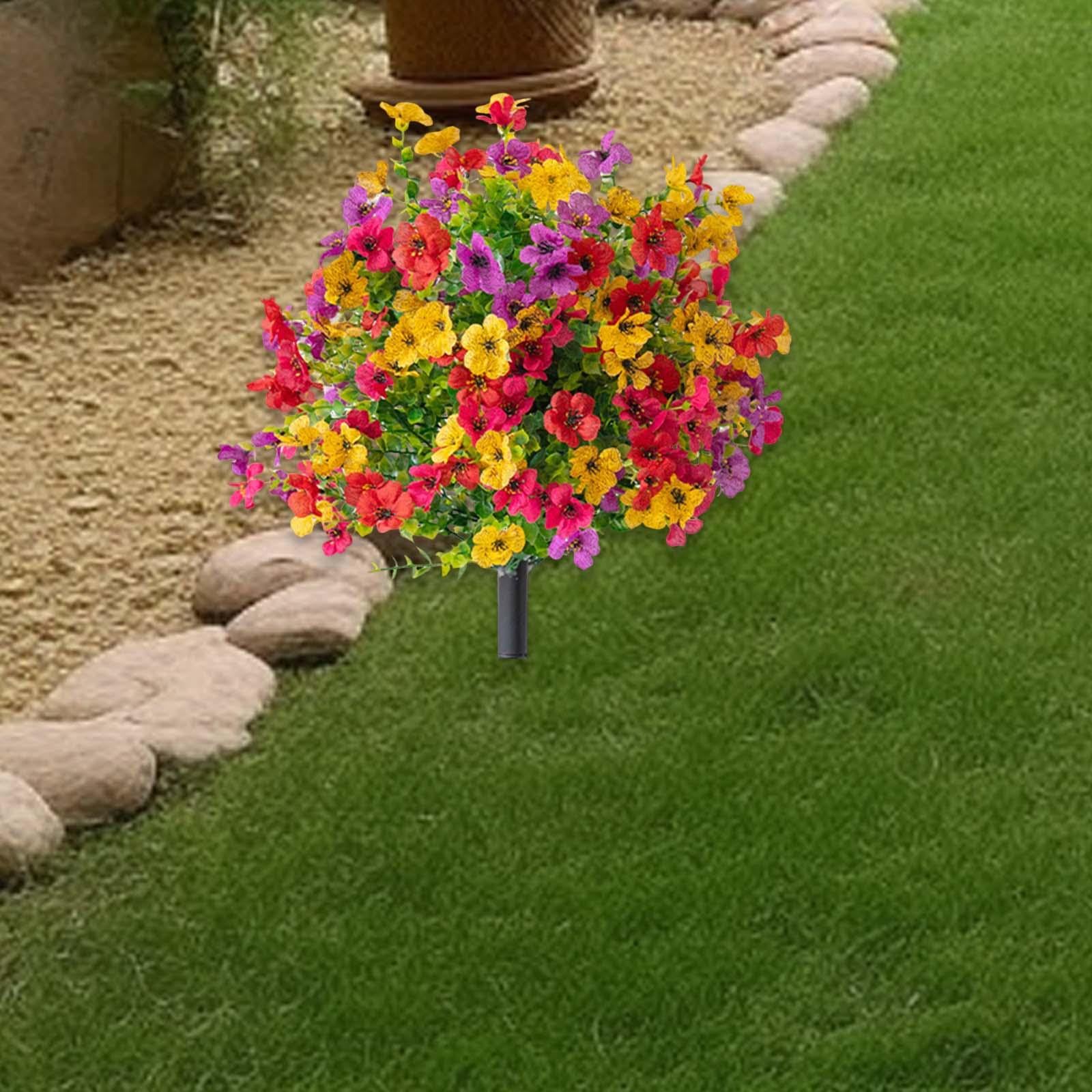 Qianly Kunstblumen Bund Künstliche Blumen Gartenstrauß Zierpflanze mit Stiel Dekoblume aus PP für Balkon Fensterbank Wohnzimmer für Hochzeitsdekoration, Buntes Violett