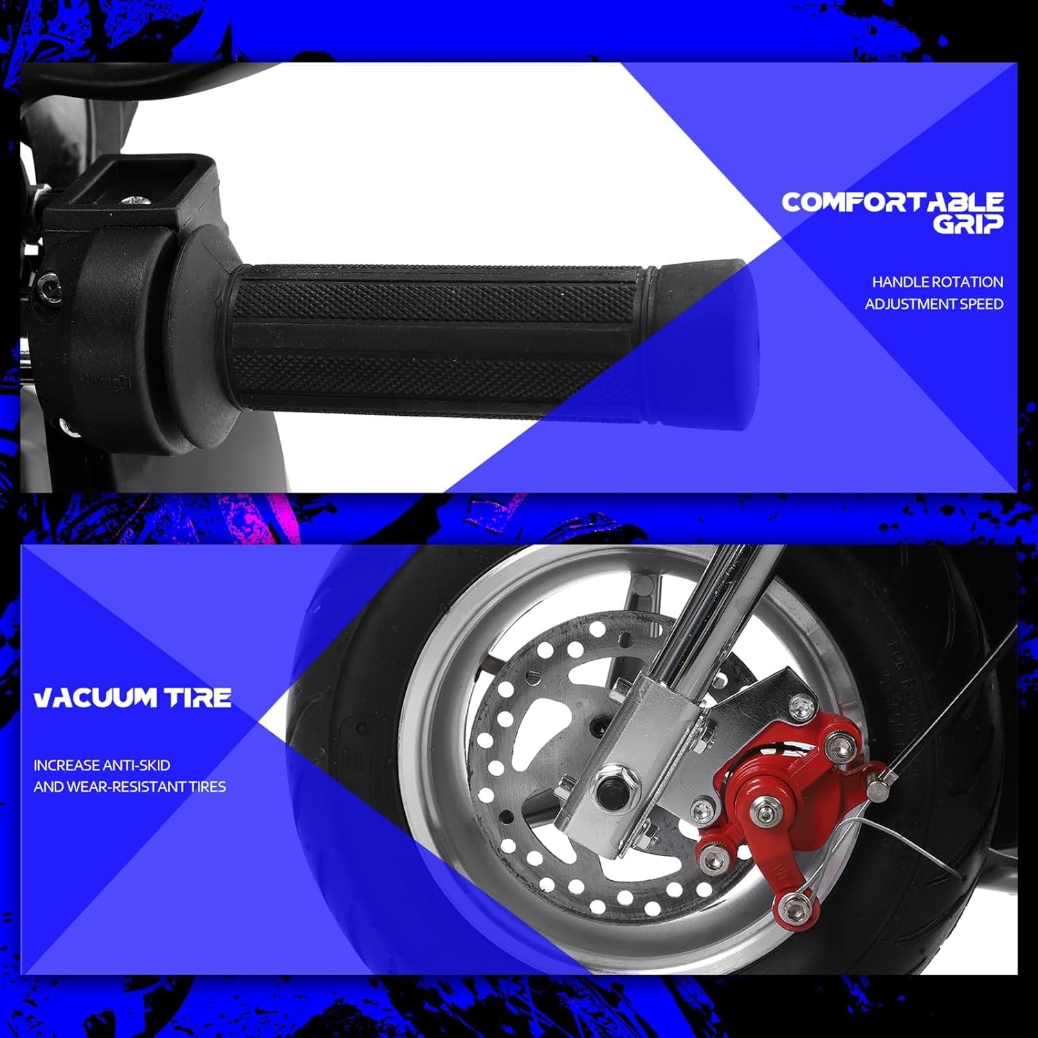 49cc 2-Stroke Mini Dirt Bike | High Brightness Dual Headlights | Rubber Handlebar | Pocket Gas Motor Bike | Mini Motorcycle Strong Power | Front Rear Disc Brakes | 5-12 Kids