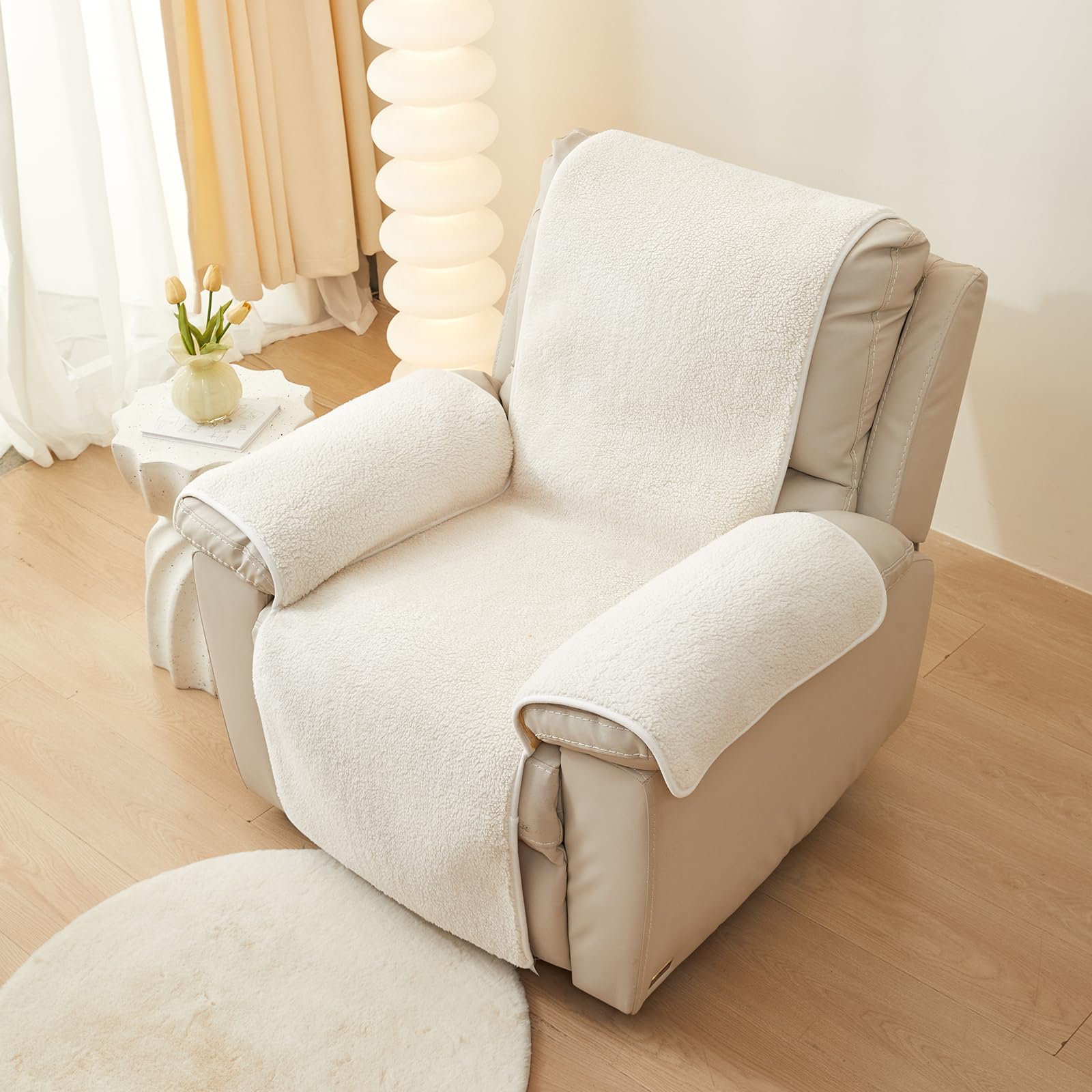 Copertura per sedia reclinabile, morbida e calda, in pile Sherpa, con retro antiscivolo, lavabile, protezione per mobili per bambini e animali domestici