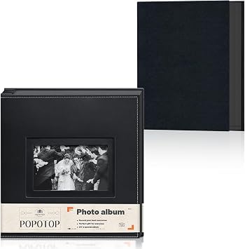[2-Pack]Popotop Photo Album 4x6 with 300&200 Pockets,Linen & Leather Hardcover Picture Book for Wedding Brithday Travel Baby