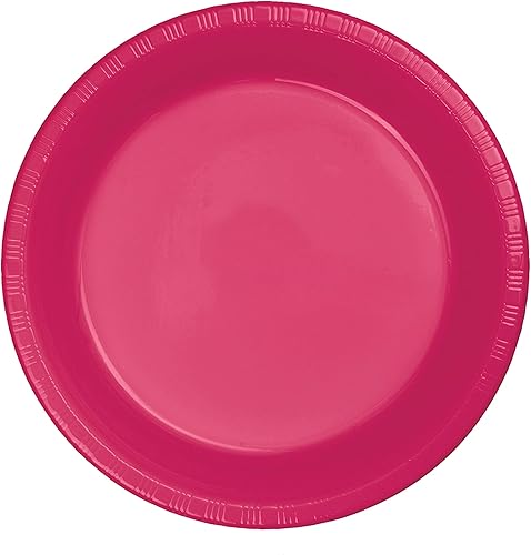 Creative Converting 28177021 Touch of Color - Platos llanos de plástico, 20 unidades, magenta intenso, 8.75 pulgadas -