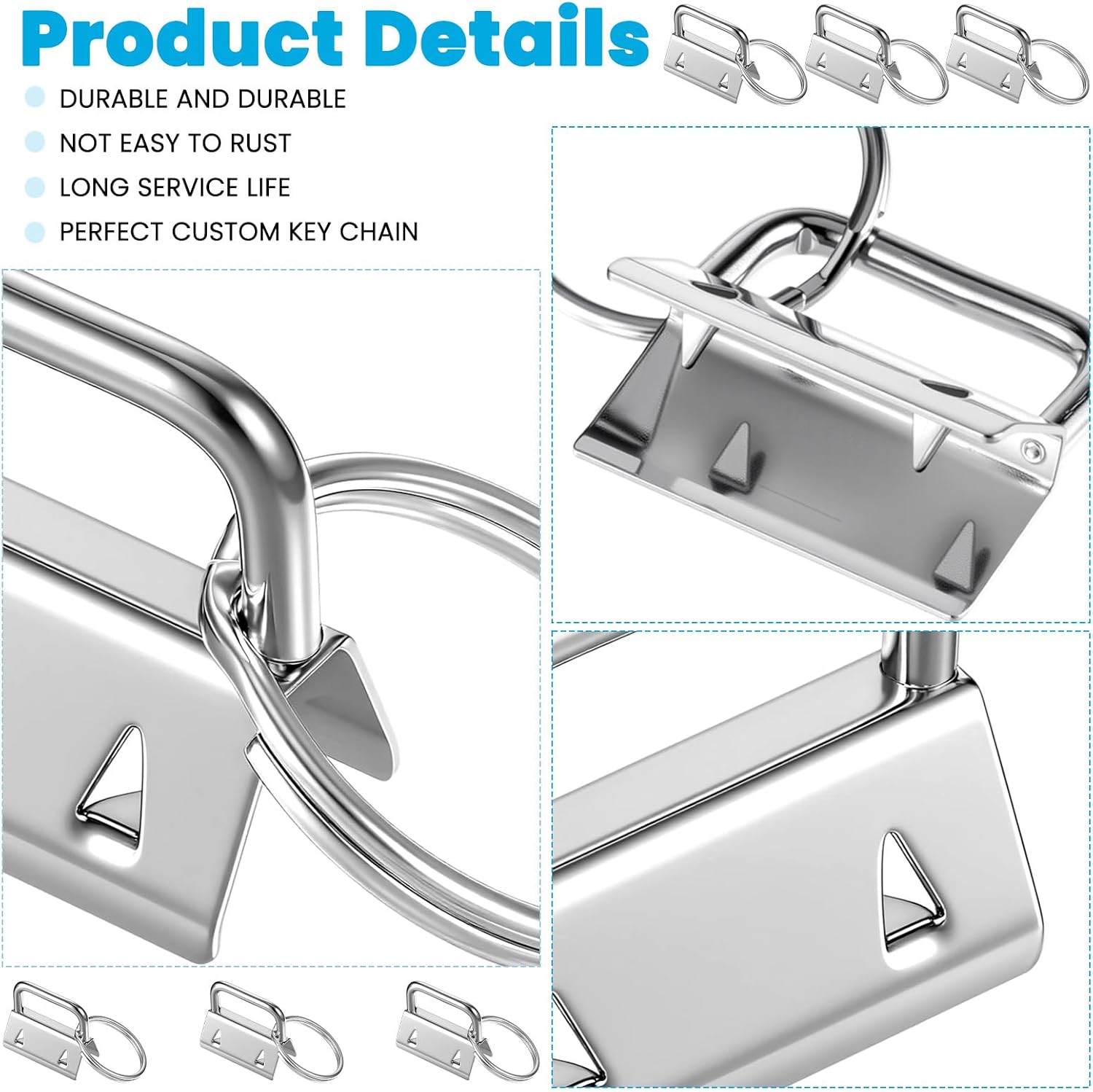 120 Pack Key Fob Hardware, 1 Inch Silver Key Chain Fob Wristlet Hardware with Keys Rings Bulk for Wristlet Keys Chain Making Bags Hardwares Supplies
