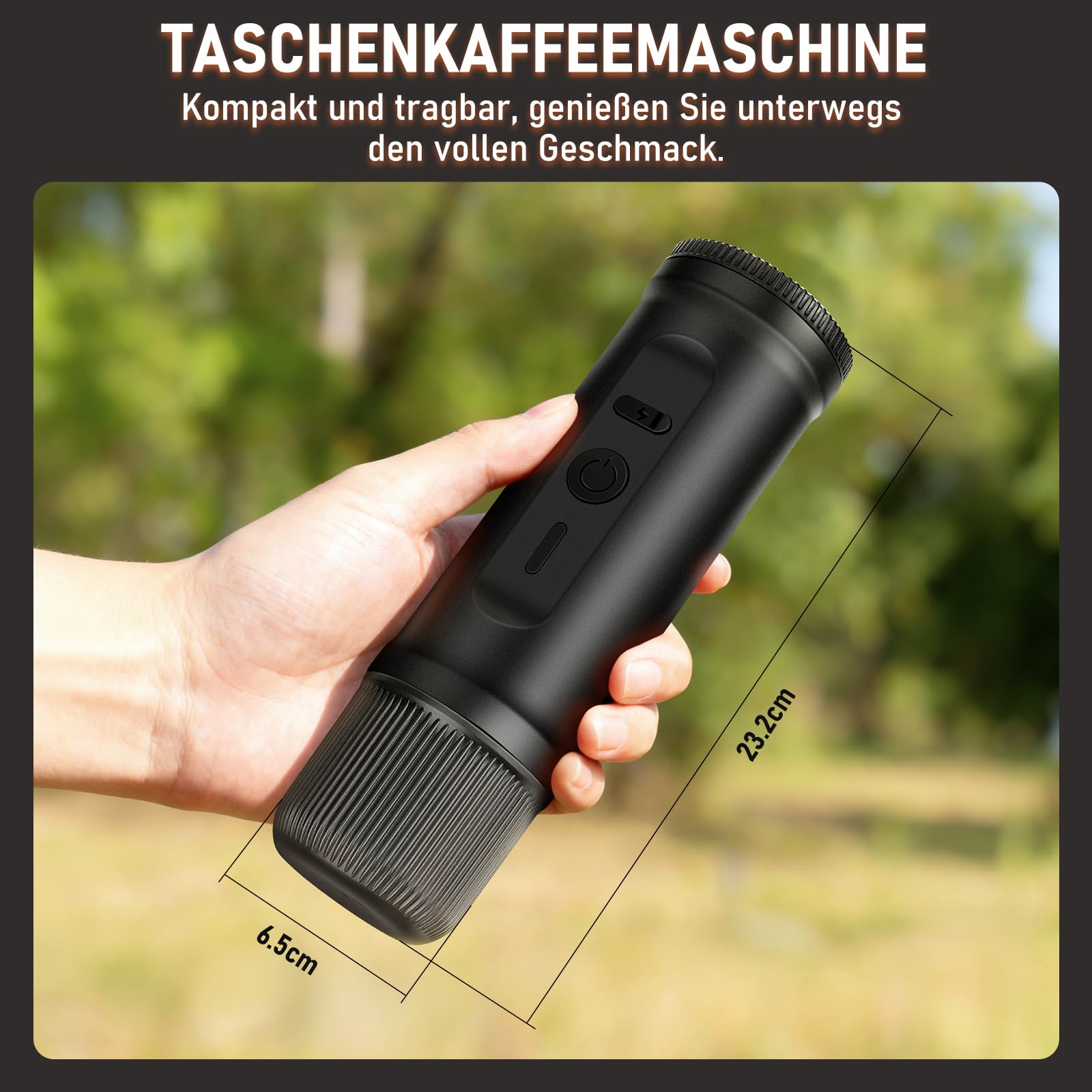 ICARE Tragbare Kaffeemaschine mit Akku, 2-in-1 für Kapseln und Gemahlenen Kaffee, Kaffeemaschine to Go mit Tragetasche und Halterung, Tragbare Espressomaschine für Camping, Auto, Reisen und Büro