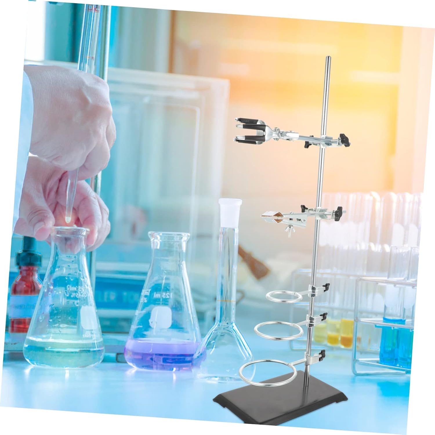 Lab Instrument Holder Stand Iron Base Retort Flask Clamp Metal Rack for Labs Equipment Chem Kit Supplies