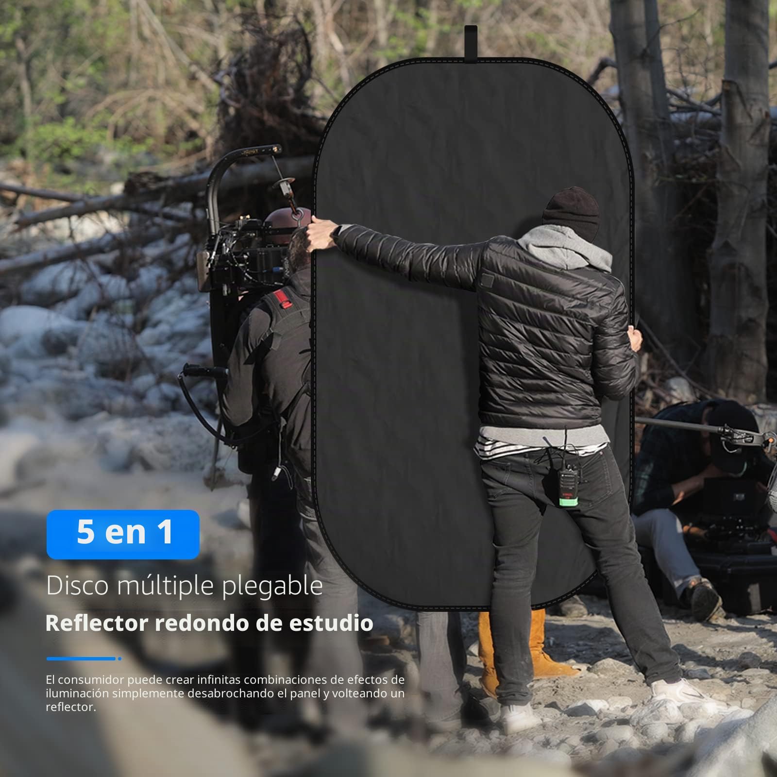 Neewer® Reflector de luz Ovalado 5 en 1, 120 x 180 cm, Plegable, Profesional, con Superficie translúcida, Plata, Negro, Oro, Blanco