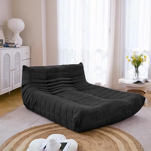 N&V Fireside - Tumbona de piso sin brazos de mediados de siglo, sofá de pana suave de alta calidad, sofá de espuma para sala de estar, dormitorio y