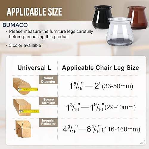 Miniatura 2 de BUMACO 40 protectores de suelo para patas de silla, protectores de patas de silla para suelos de madera dura, almohadillas de silicona para proteger