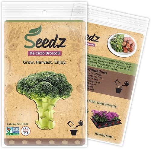 Semillas de brócoli orgánico, APPR. 225, de Cicco brócoli, semillas vegetales tradicionales, orgánicas certificadas, sin OMG, no híbridas, EE. UU